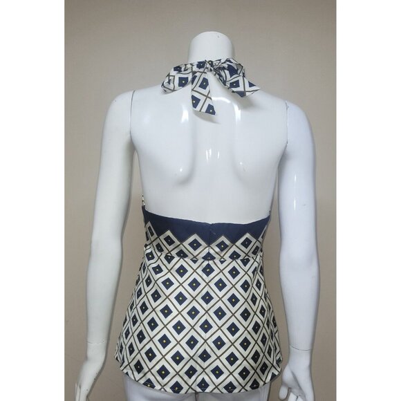 J Crew 100% Silk Geometric Halter Top Women's Size 6 - Picture 5 of 6